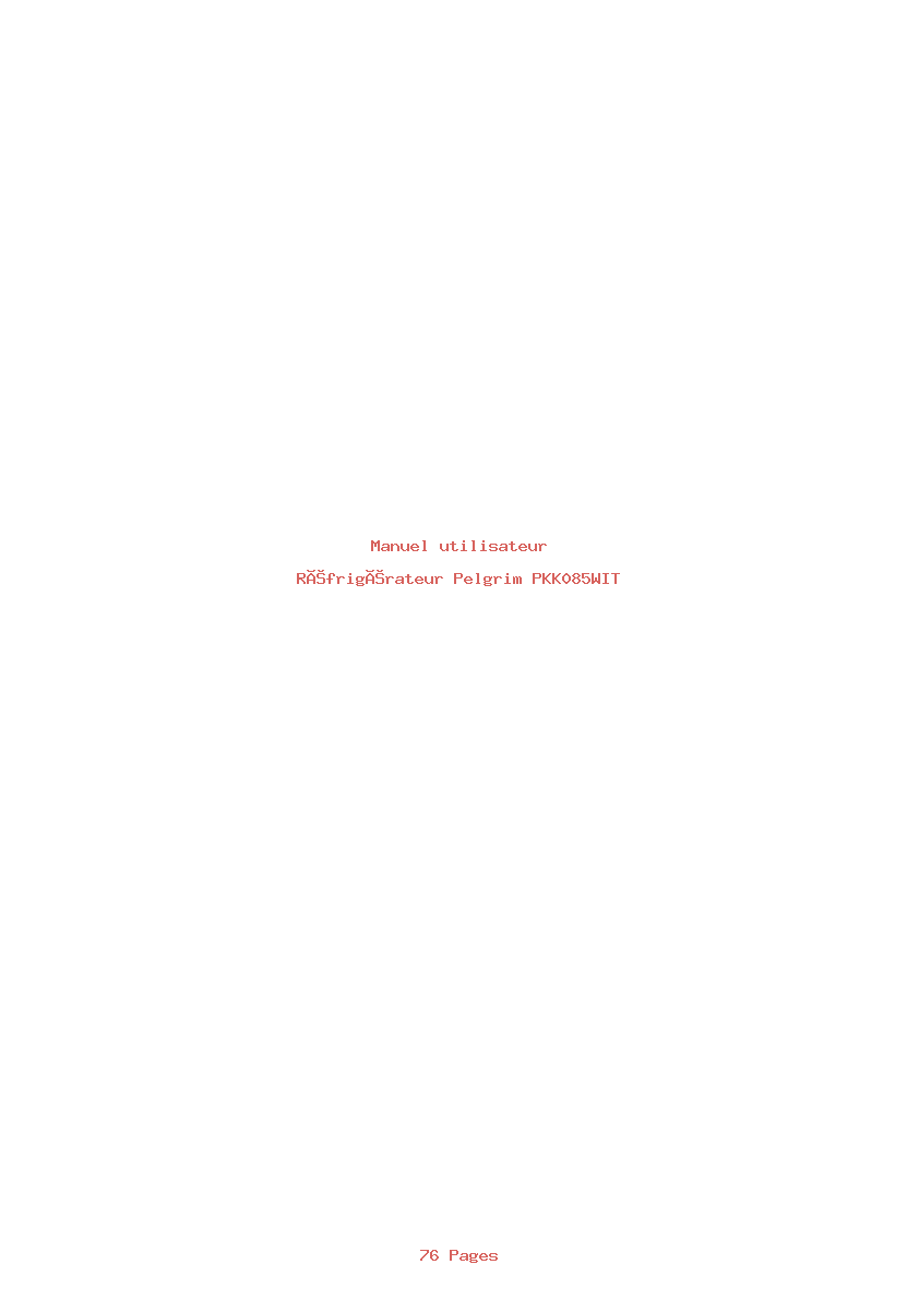 Page 1 de la notice Manuel utilisateur Pelgrim PKK085WIT