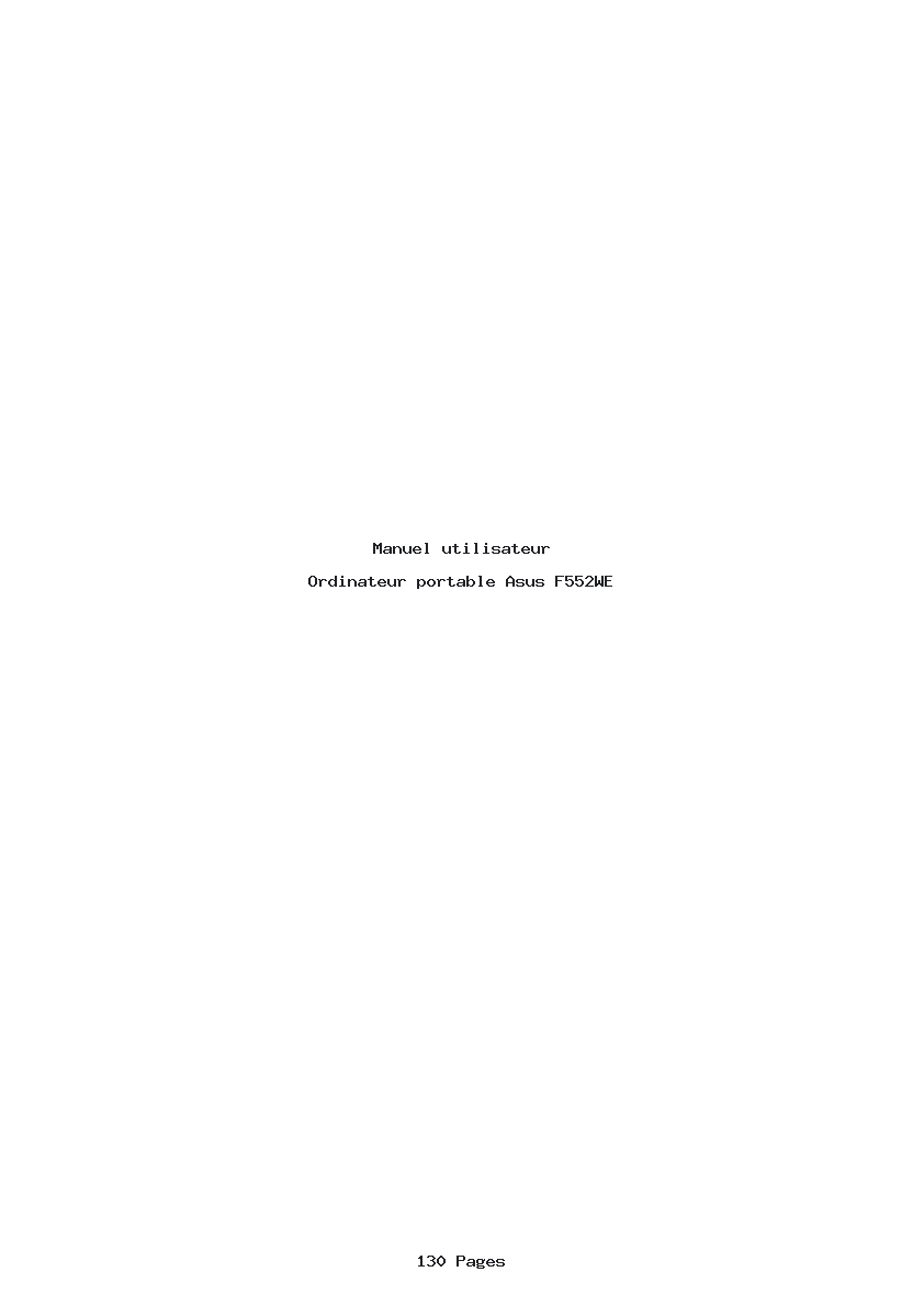 Page 1 de la notice Manuel utilisateur Asus F552WE
