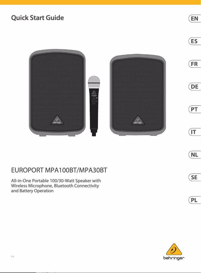 Page 1 de la notice Manuel utilisateur Behringer Europort MPA30BT