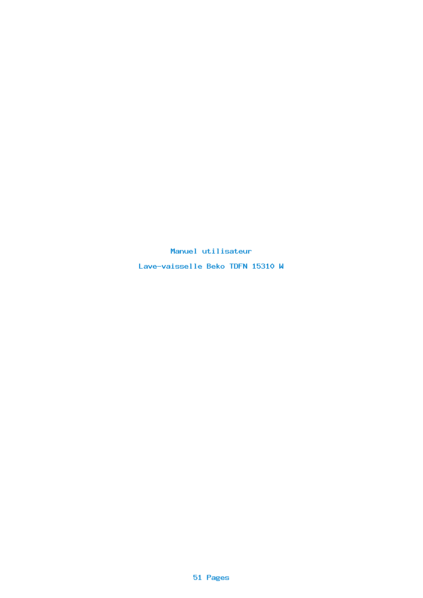 Page 1 de la notice Manuel utilisateur Beko TDFN 15310 W
