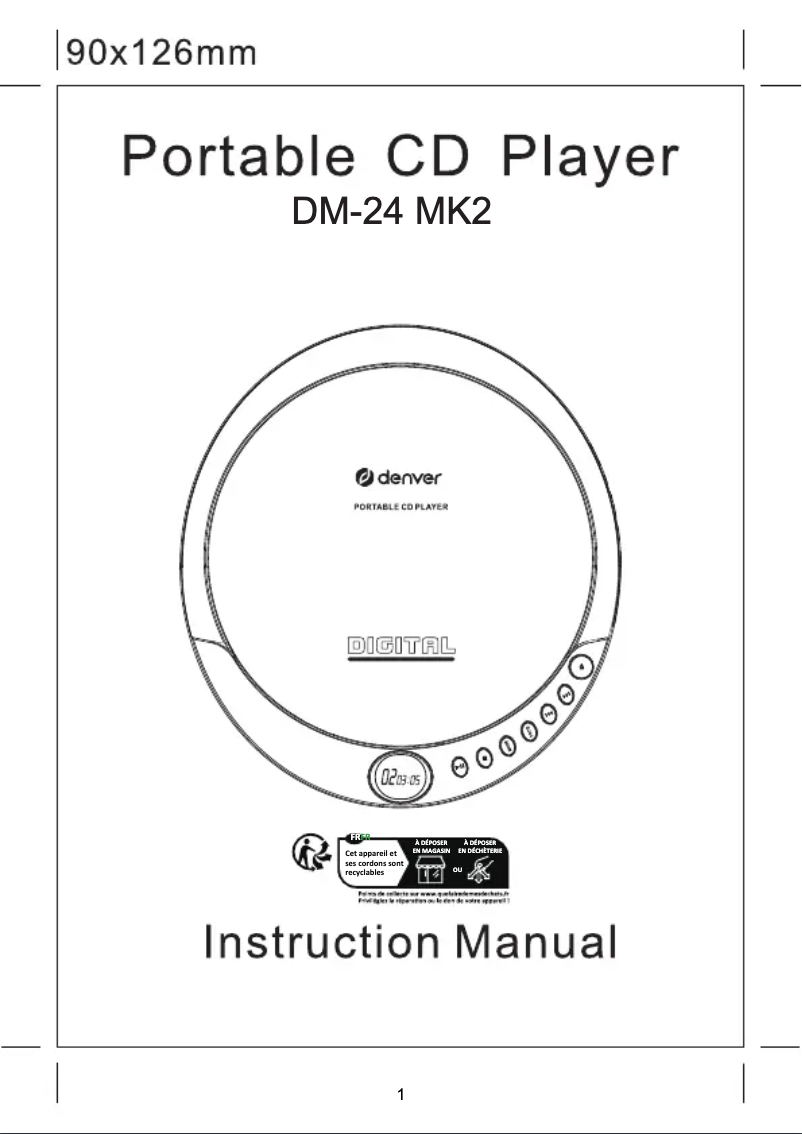 Page 1 de la notice Manuel utilisateur Denver DM-24MK2