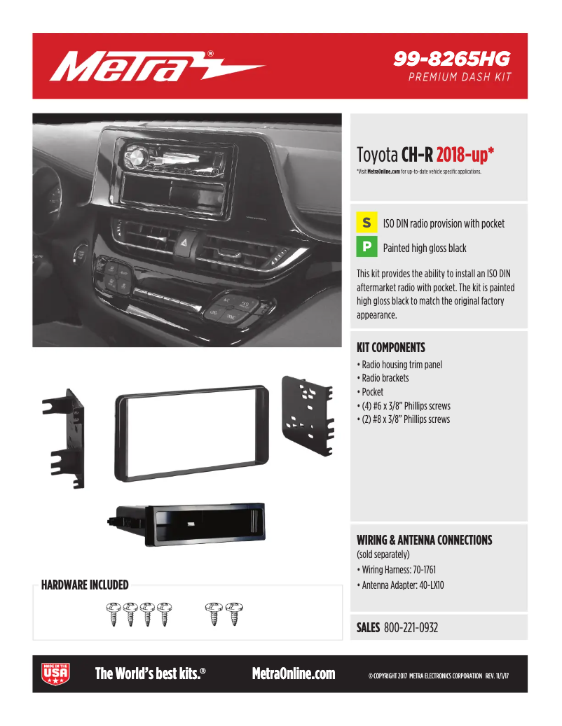 Page 1 de la notice Fiche technique Metra 99-8265HG
