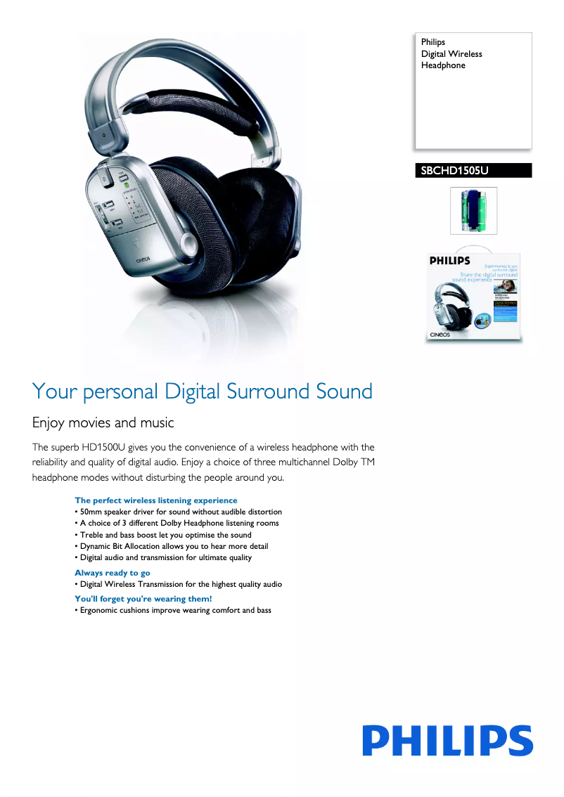 Página 1 del manual Folleto Philips SBCHD1505U