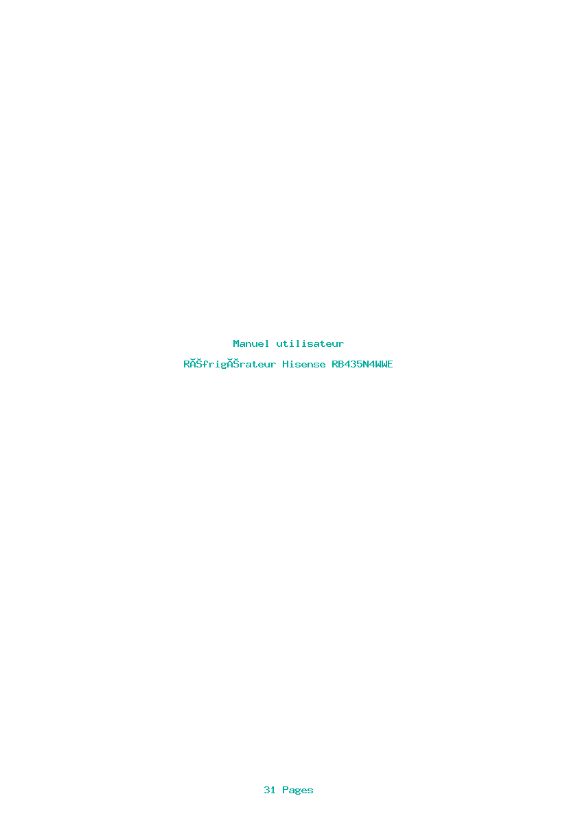 Page 1 de la notice Manuel utilisateur Hisense RB435N4WWE