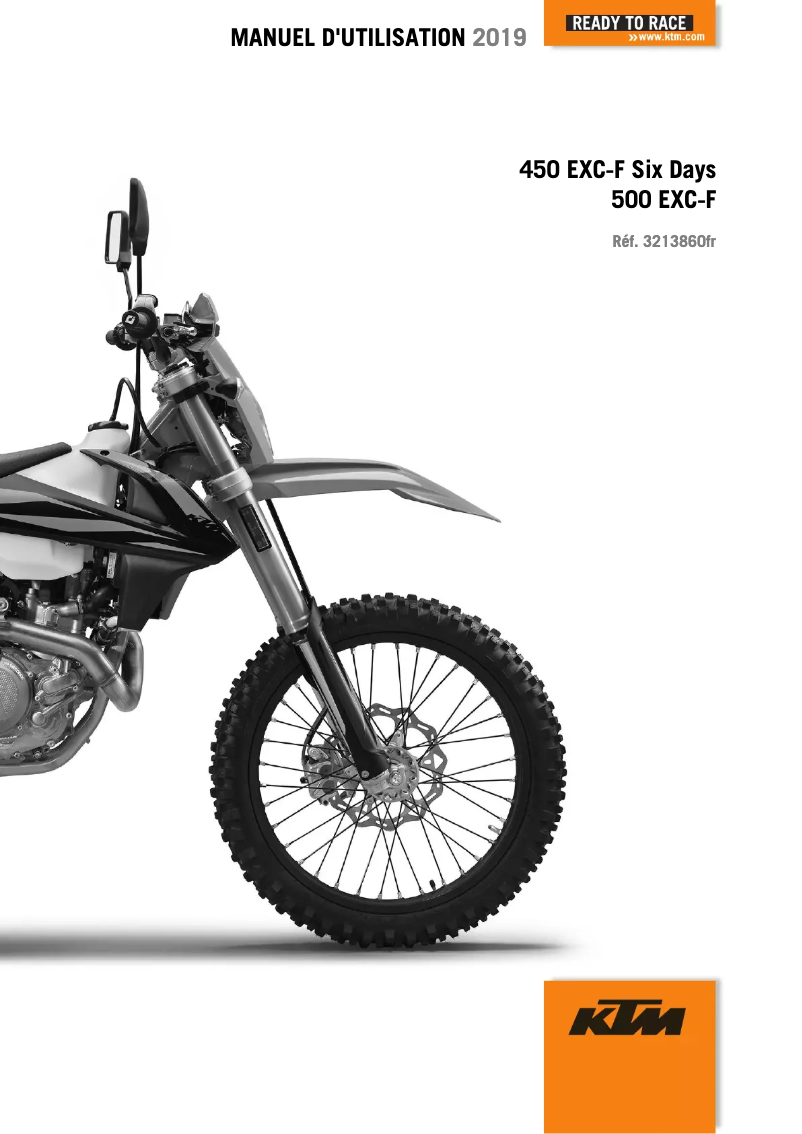 Page 1 de la notice Manuel utilisateur KTM 500 EXC-F (2019)