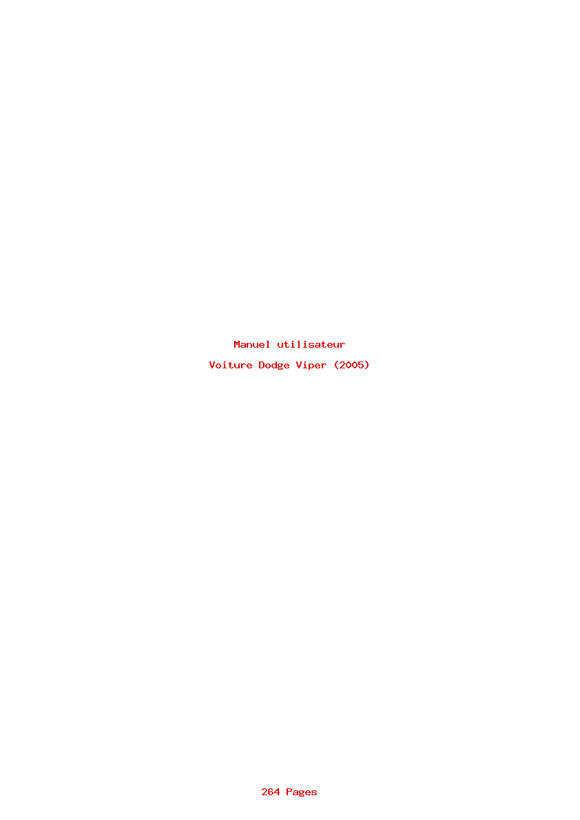 Page 1 de la notice Manuel utilisateur Dodge Viper (2005)