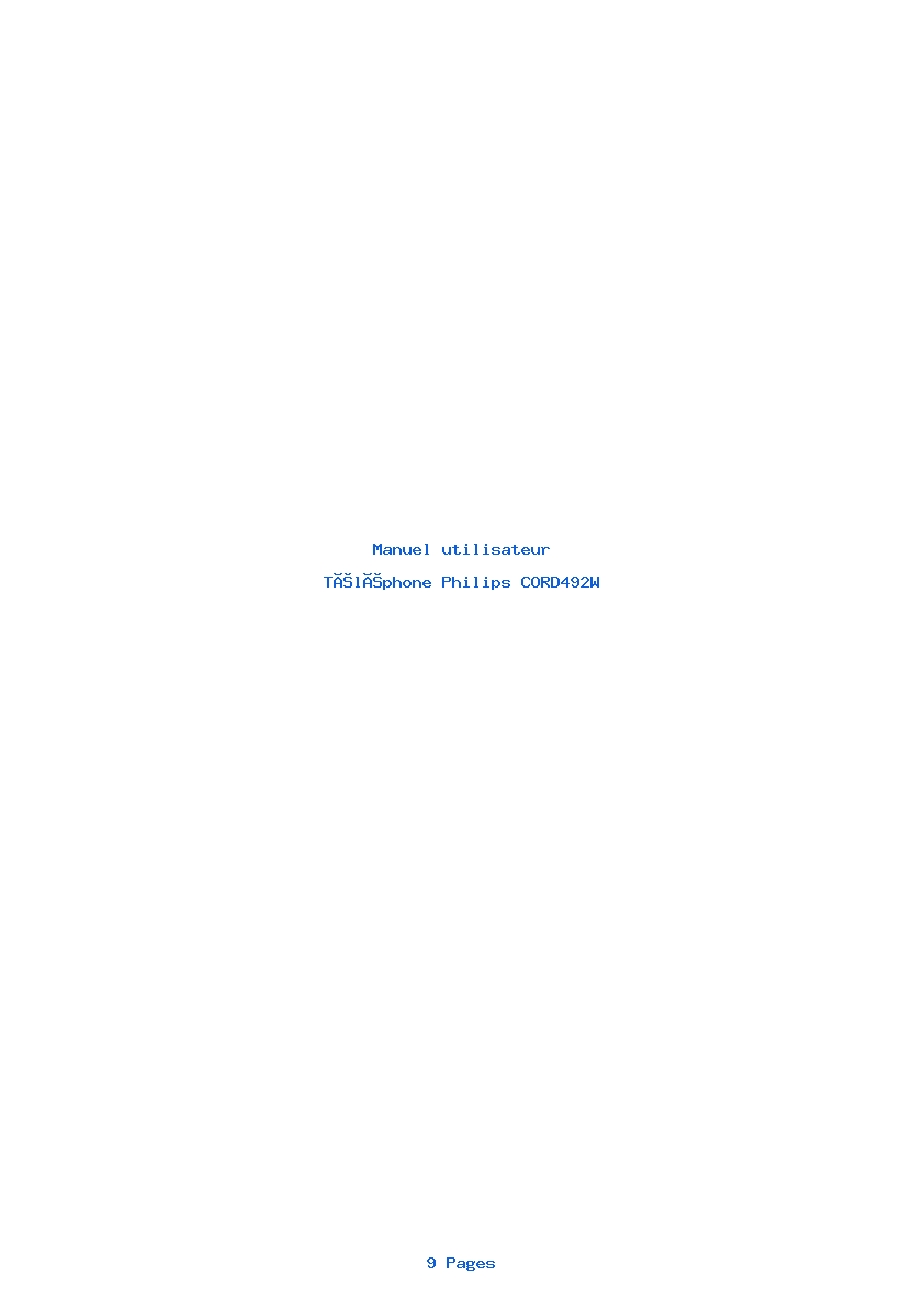 Image de la première page du manuel de l'appareil CORD492W