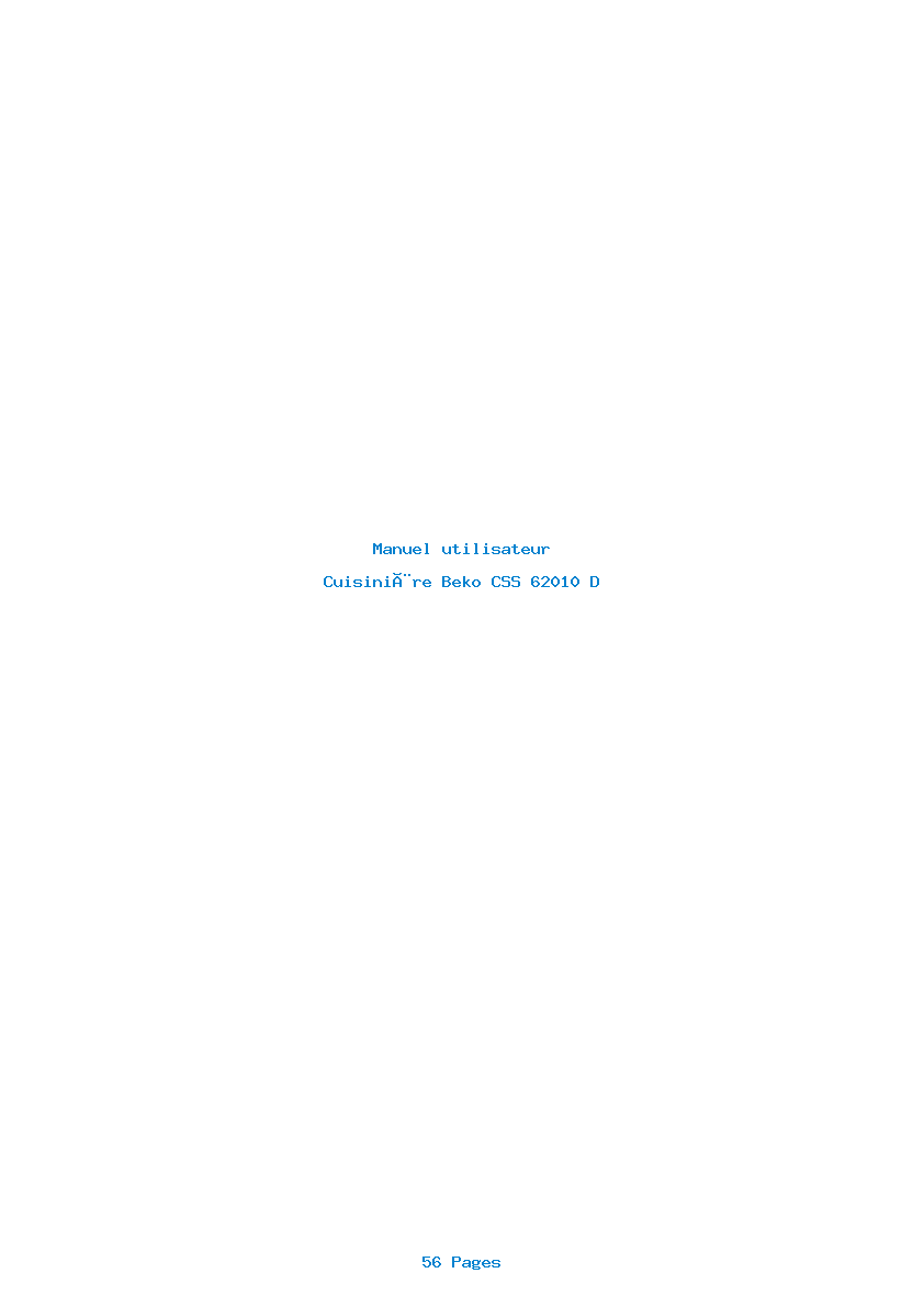 Page 1 de la notice Manuel utilisateur Beko CSS 62010 D