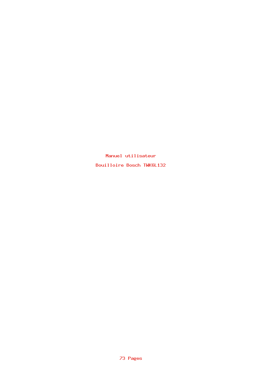 Page 1 de la notice Manuel utilisateur Bosch TWK6L132