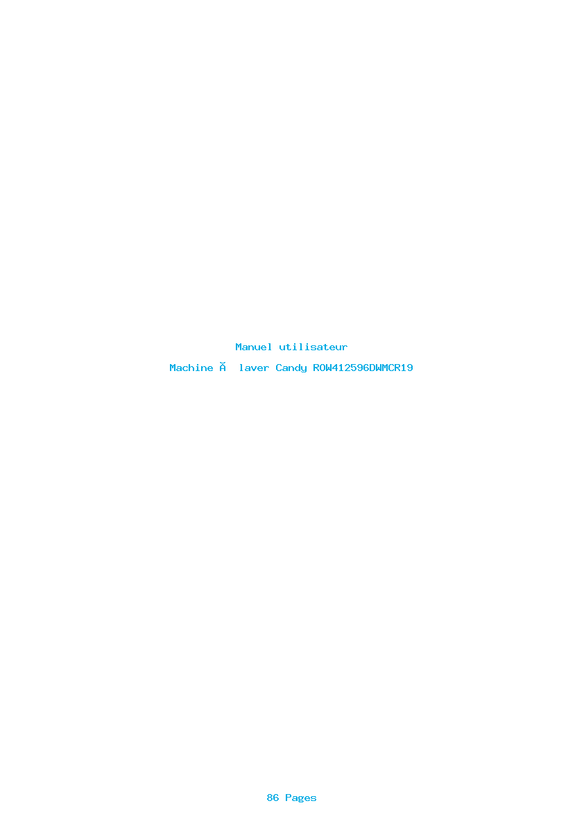 Page 1 de la notice Manuel utilisateur Candy ROW412596DWMCR19
