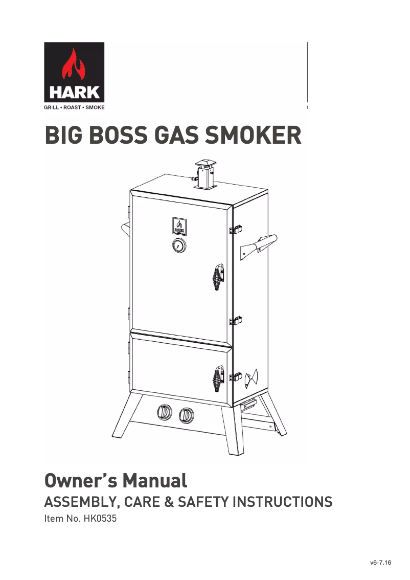 Page 1 de la notice Manuel utilisateur Hark Patio Gas Smoker