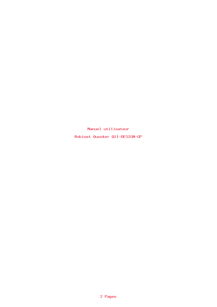 Page 1 de la notice Manuel utilisateur Quooker Q11-DESIGN-GP