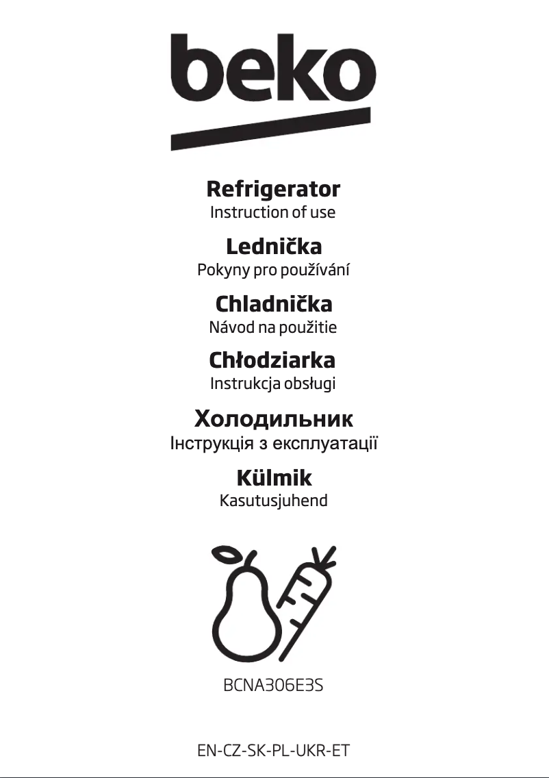 Page 1 de la notice Instructions / montage Beko BCNA306E3S