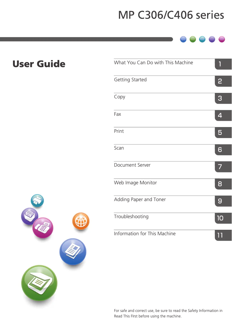 Page 1 de la notice Manuel utilisateur Ricoh MP C306ZSPF