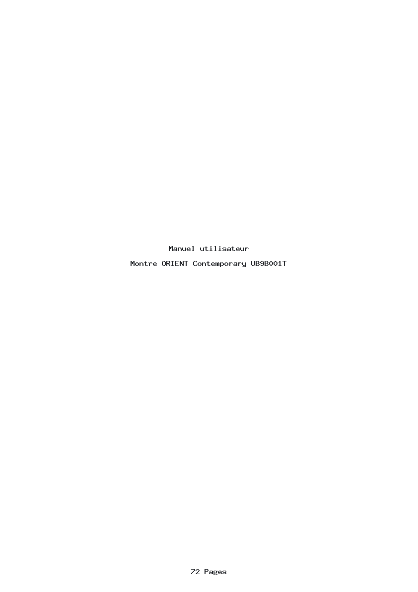 Page 1 de la notice Manuel utilisateur ORIENT Contemporary UB9B001T