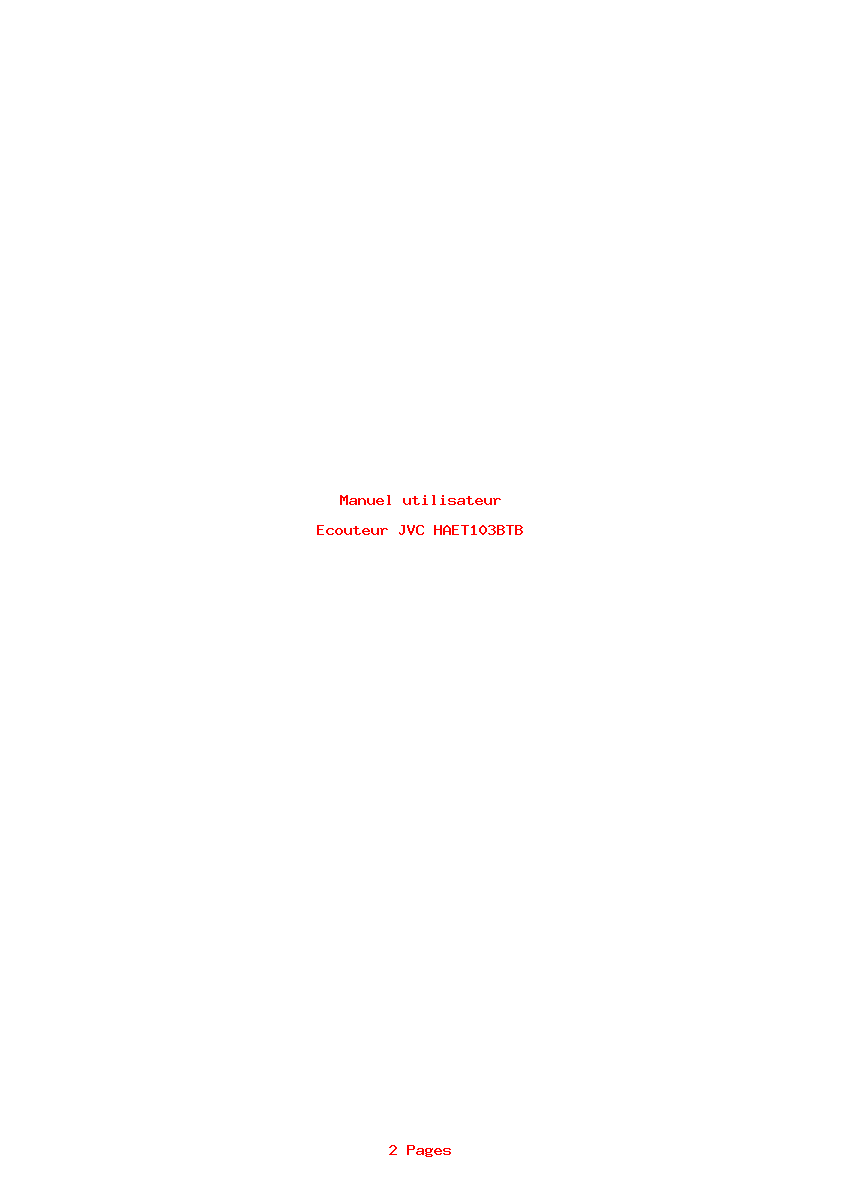 Page 1 de la notice Manuel utilisateur JVC HAET103BTB