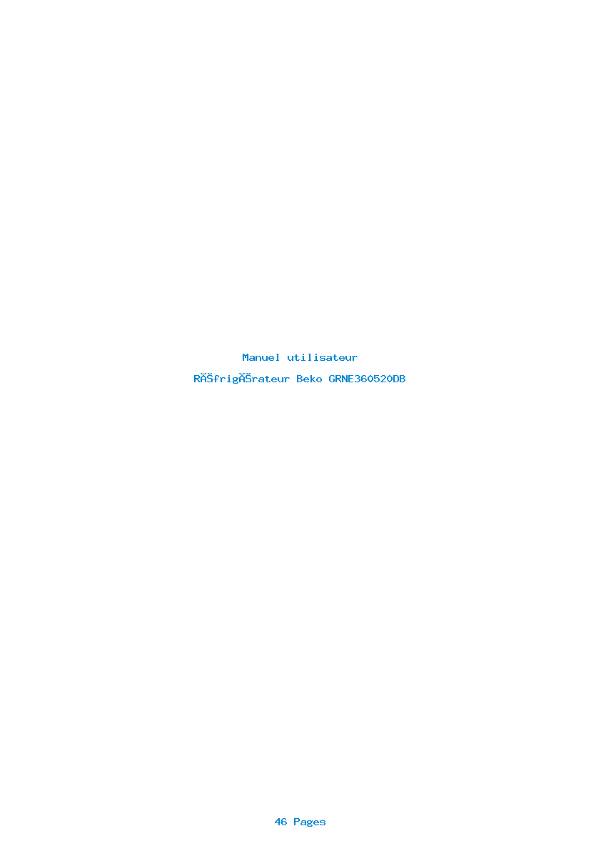 Page 1 de la notice Manuel utilisateur Beko GRNE360520DB