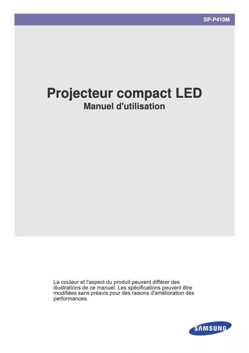 Page 1 de la notice Manuel utilisateur Samsung SP-P410M