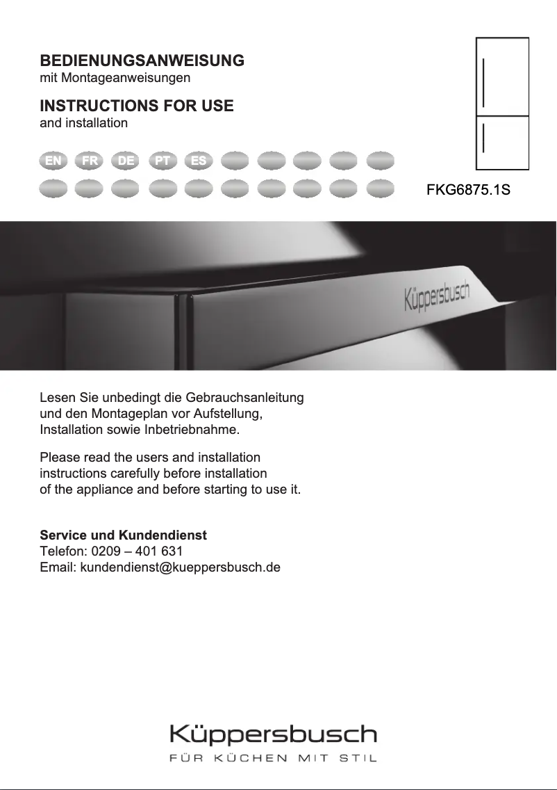 Page 1 de la notice Manuel utilisateur Küppersbusch FKG6875.1S