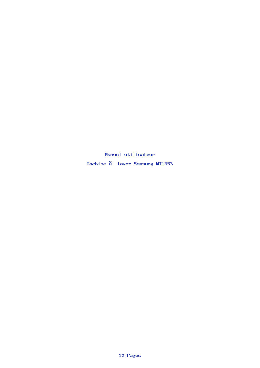 Page 1 de la notice Manuel utilisateur Samsung WT13S3