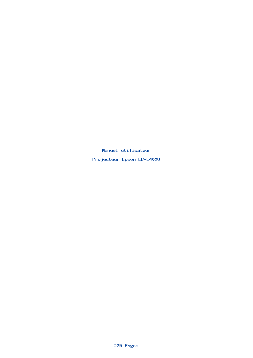 Page 1 de la notice Manuel utilisateur Epson EB-L400U