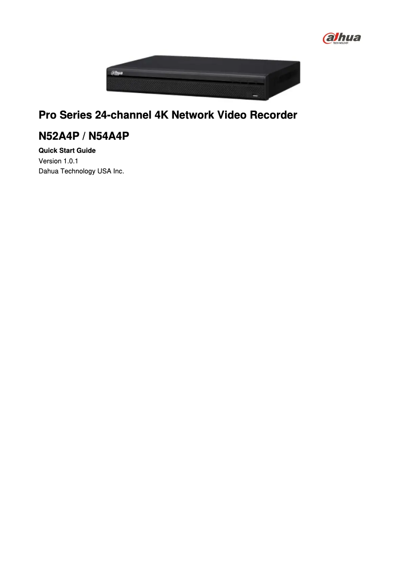 Page 1 de la notice Manuel utilisateur Dahua Technology N52A4P
