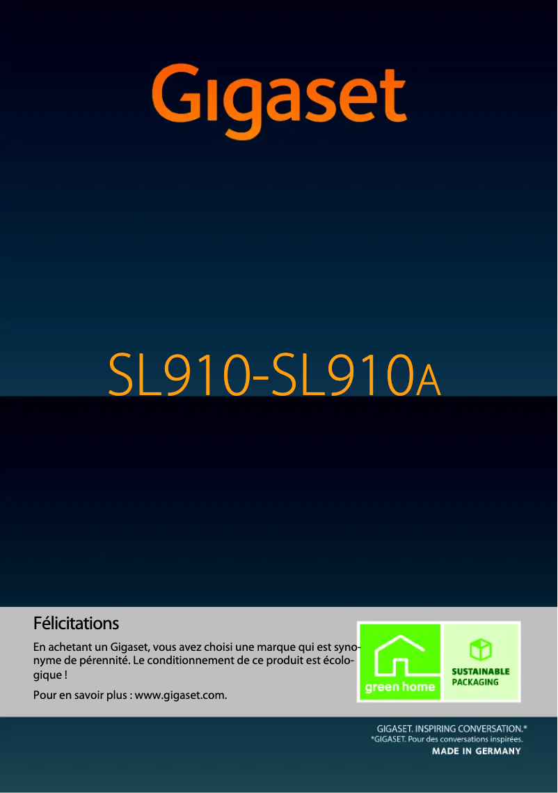 Imagen de la primera página del manual del dispositivo Gigaset SL910A