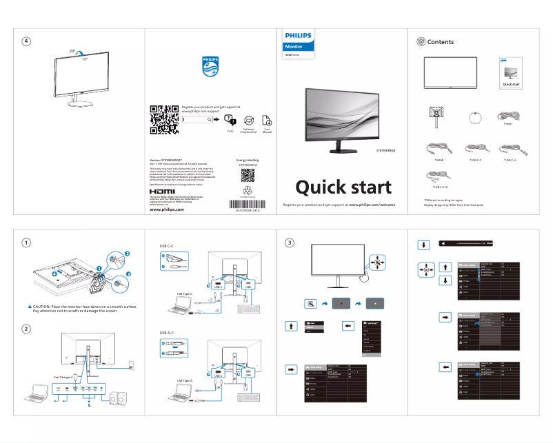 Page n°1 - Guide de démarrage rapide Philips 27E1N3300A