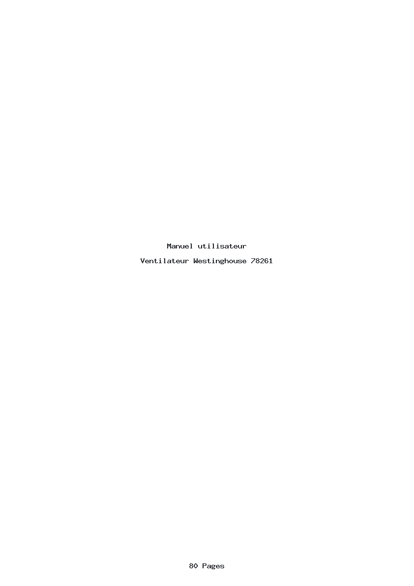 Page 1 de la notice Manuel utilisateur Westinghouse 78261