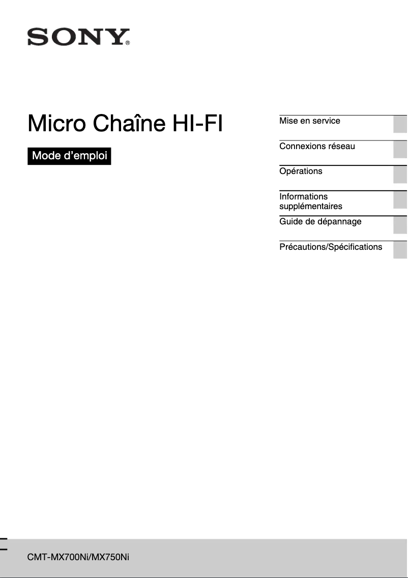 Page 1 of the manual User Manual Sony CMT-MX750Ni
