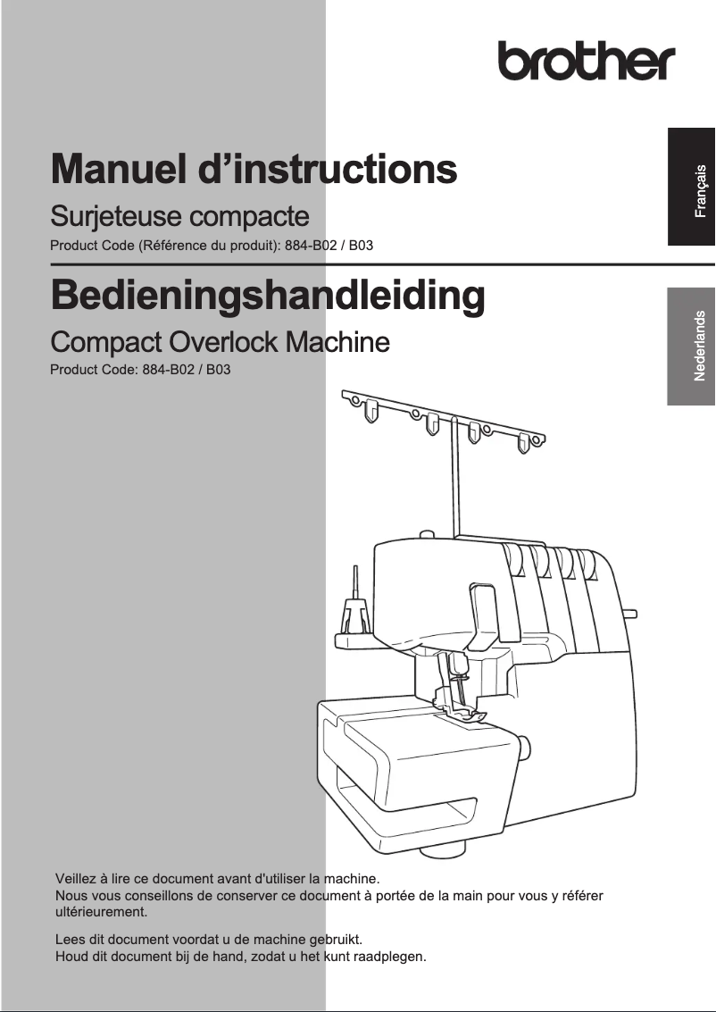 Page 1 de la notice Manuel utilisateur Brother 1034DX