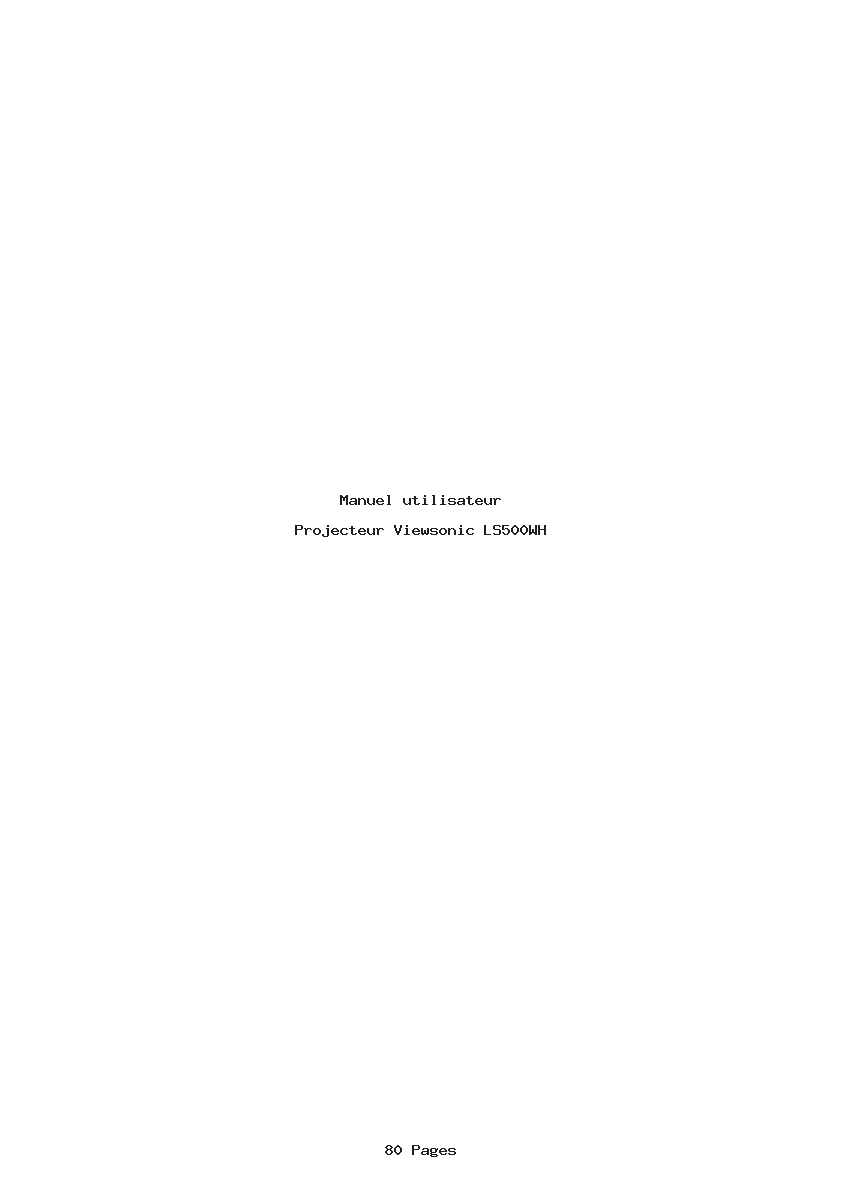 Page 1 de la notice Manuel utilisateur Viewsonic LS500WH