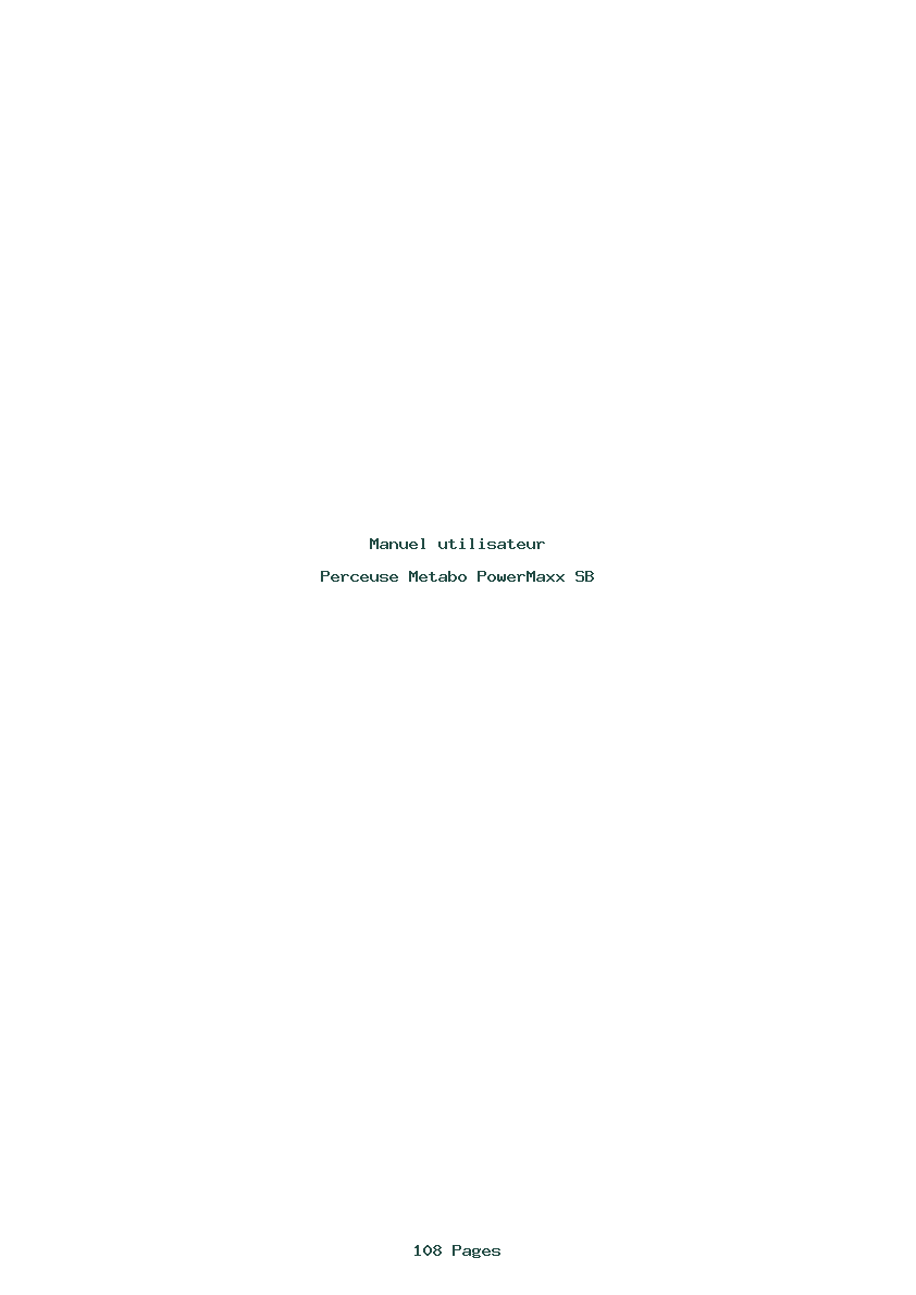 Page 1 de la notice Manuel utilisateur Metabo PowerMaxx SB