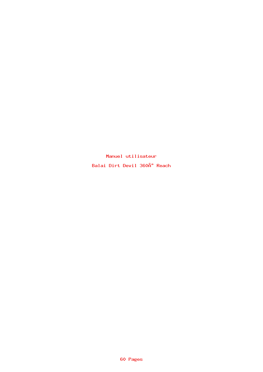 Page 1 de la notice Manuel utilisateur Dirt Devil 360° Reach