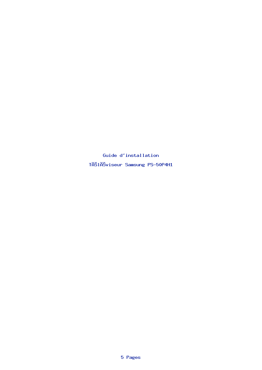 Page 1 de la notice Guide d'installation Samsung PS-50P4H1