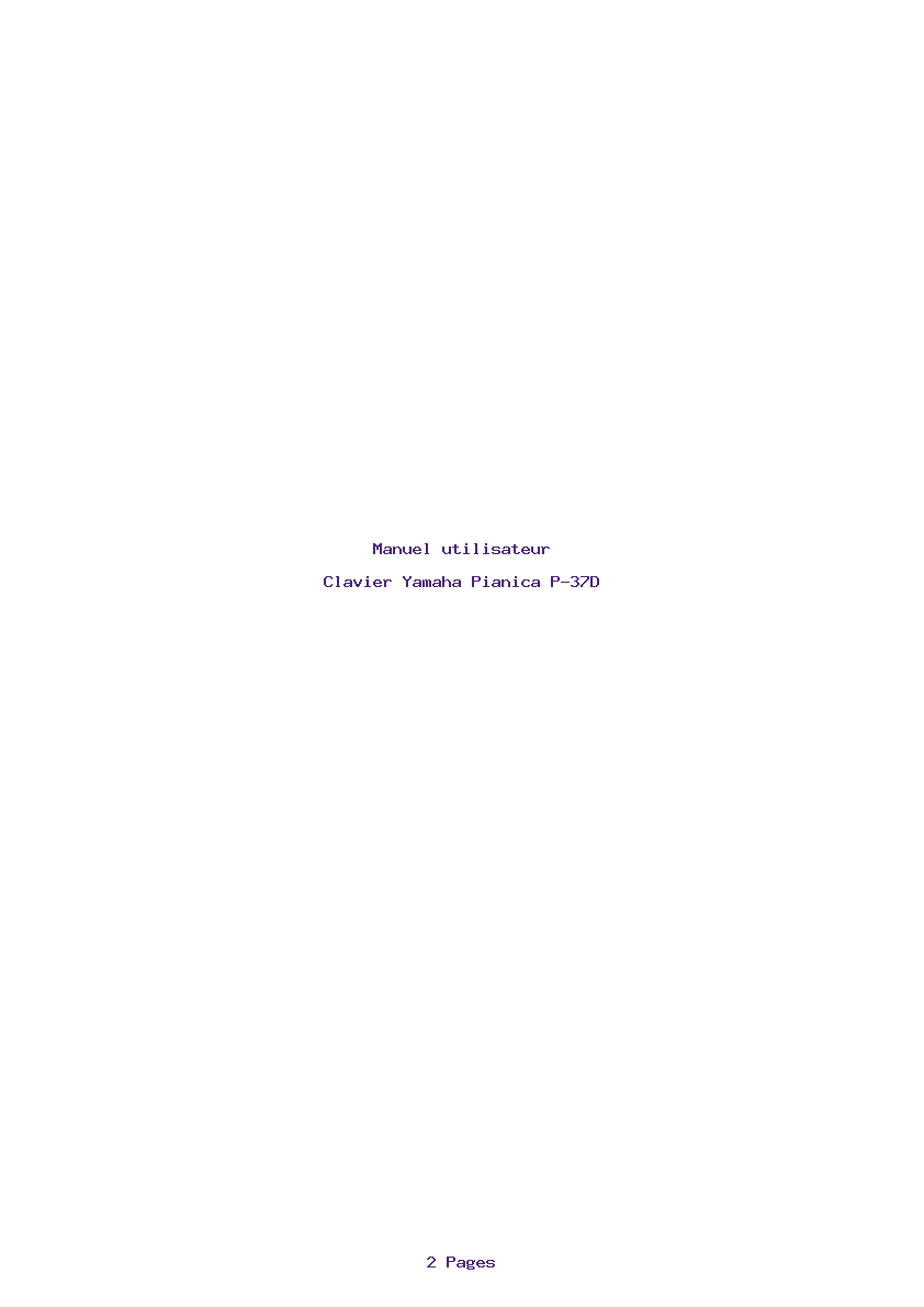 Page 1 de la notice Manuel utilisateur Yamaha Pianica P-37D