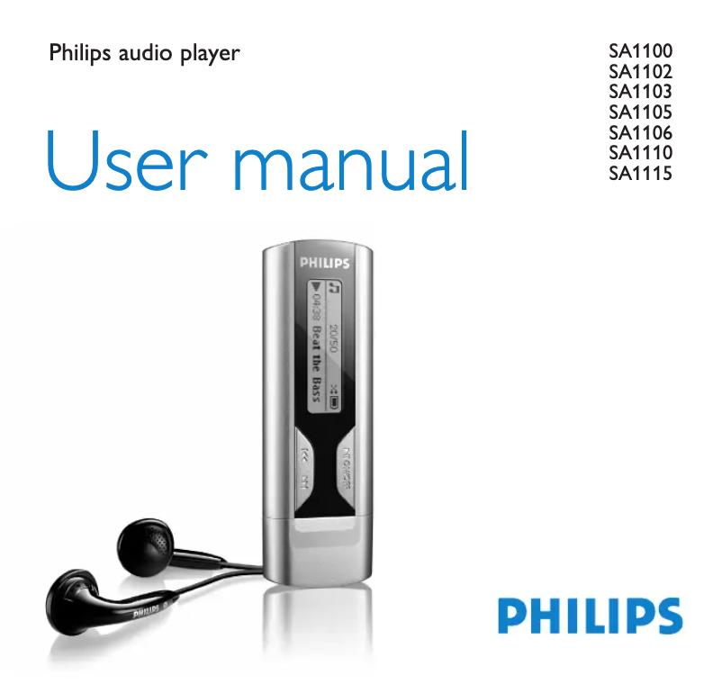 Page 1 of the manual User Manual Philips SA1103