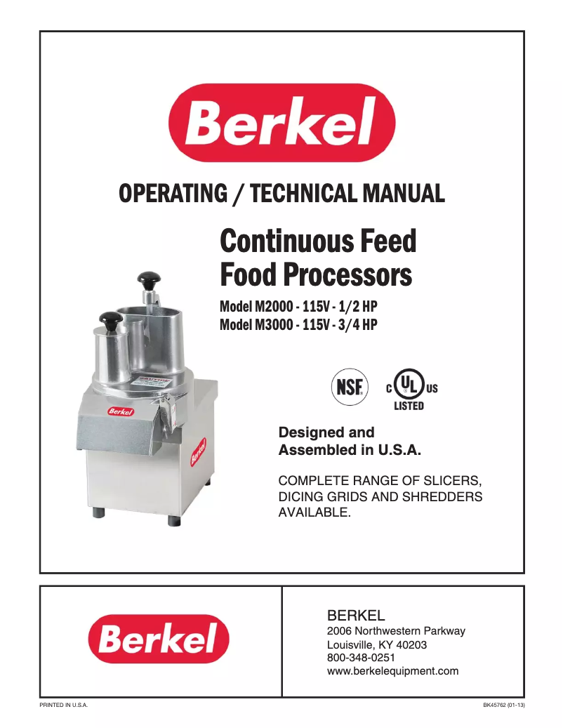 Page 1 de la notice Manuel utilisateur Berkel M3000