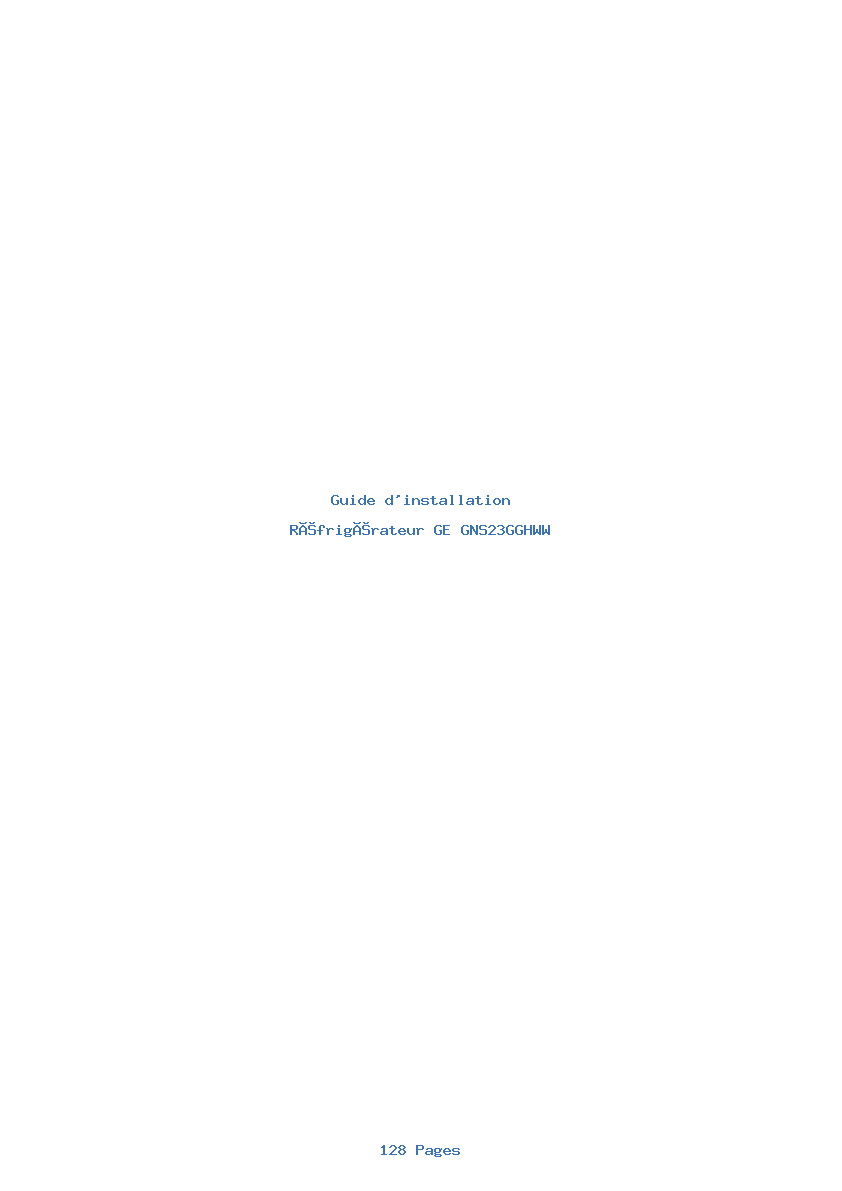 Page 1 de la notice Guide d'installation GE GNS23GGHWW