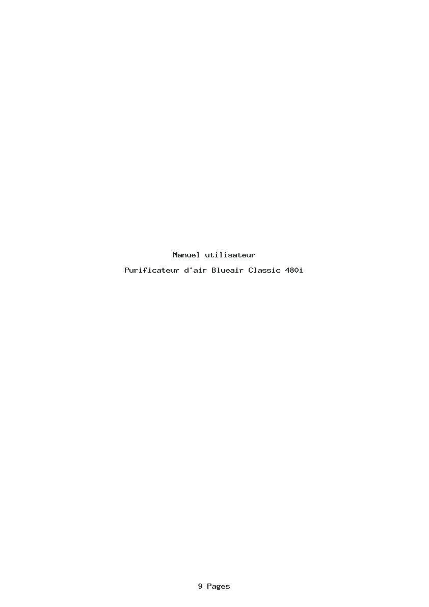Page 1 de la notice Manuel utilisateur Blueair Classic 480i