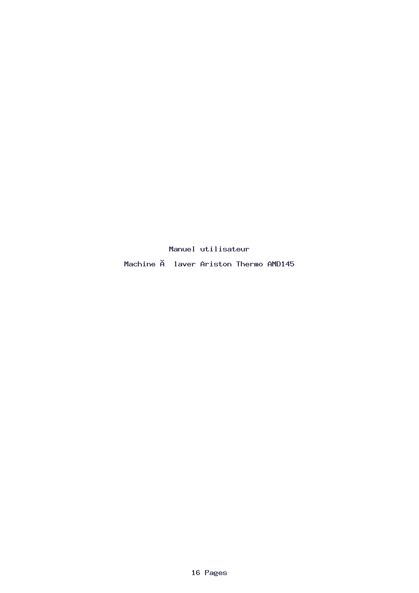 Page 1 de la notice Manuel utilisateur Ariston Thermo AMD145