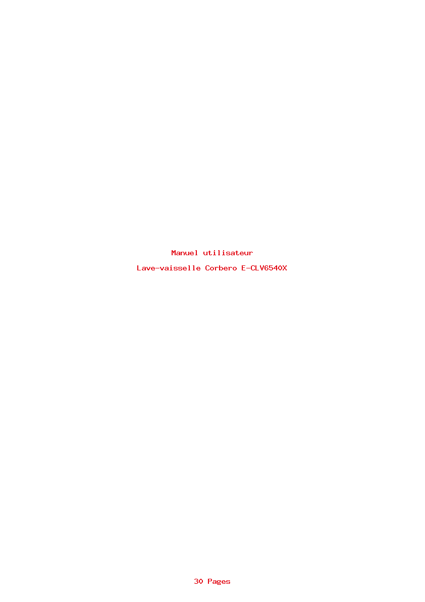 Page 1 de la notice Manuel utilisateur Corbero E-CLV6540X