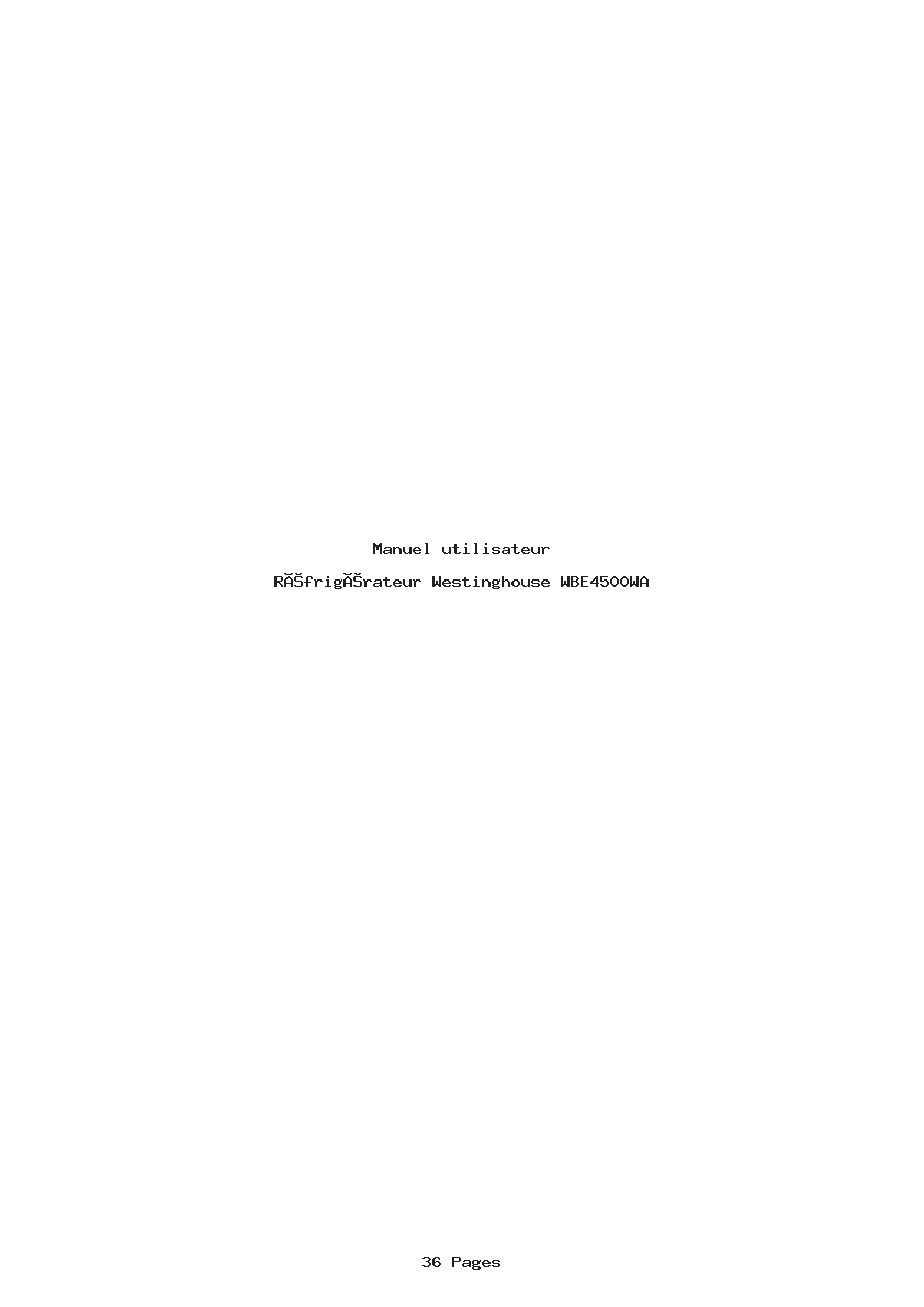 Page 1 de la notice Manuel utilisateur Westinghouse WBE4500WA