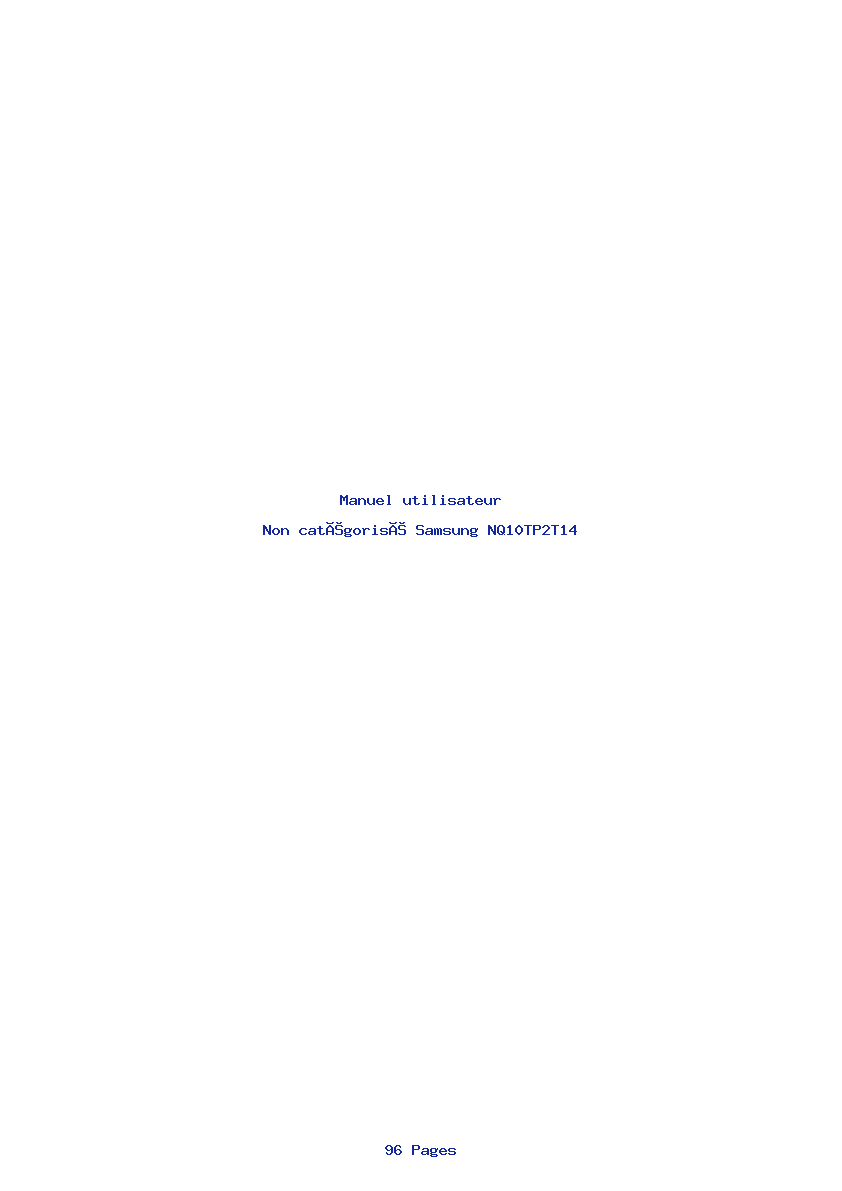 Page 1 de la notice Manuel utilisateur Samsung NQ10TP2T14