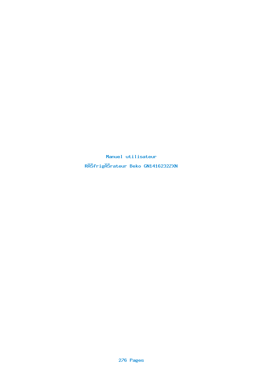 Page 1 de la notice Manuel utilisateur Beko GN1416232ZXN
