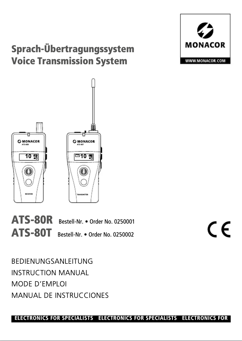 Page 1 de la notice Manuel utilisateur Monacor ATS-80R