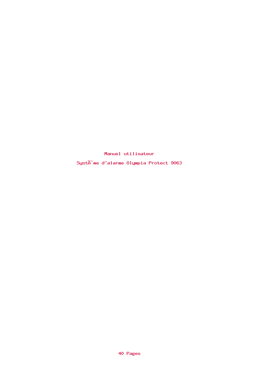 Page 1 de la notice Manuel utilisateur Olympia Protect 9063
