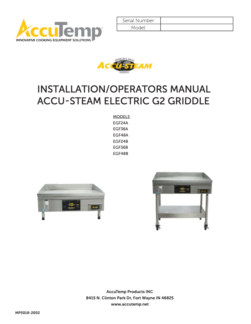 Page 1 de la notice Manuel utilisateur AccuTemp AccuSteam EGF2083A3650-S2