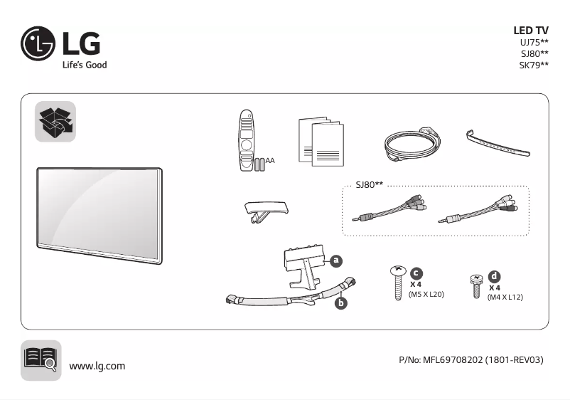 Page 1 de la notice Manuel utilisateur LG 55SJ800V