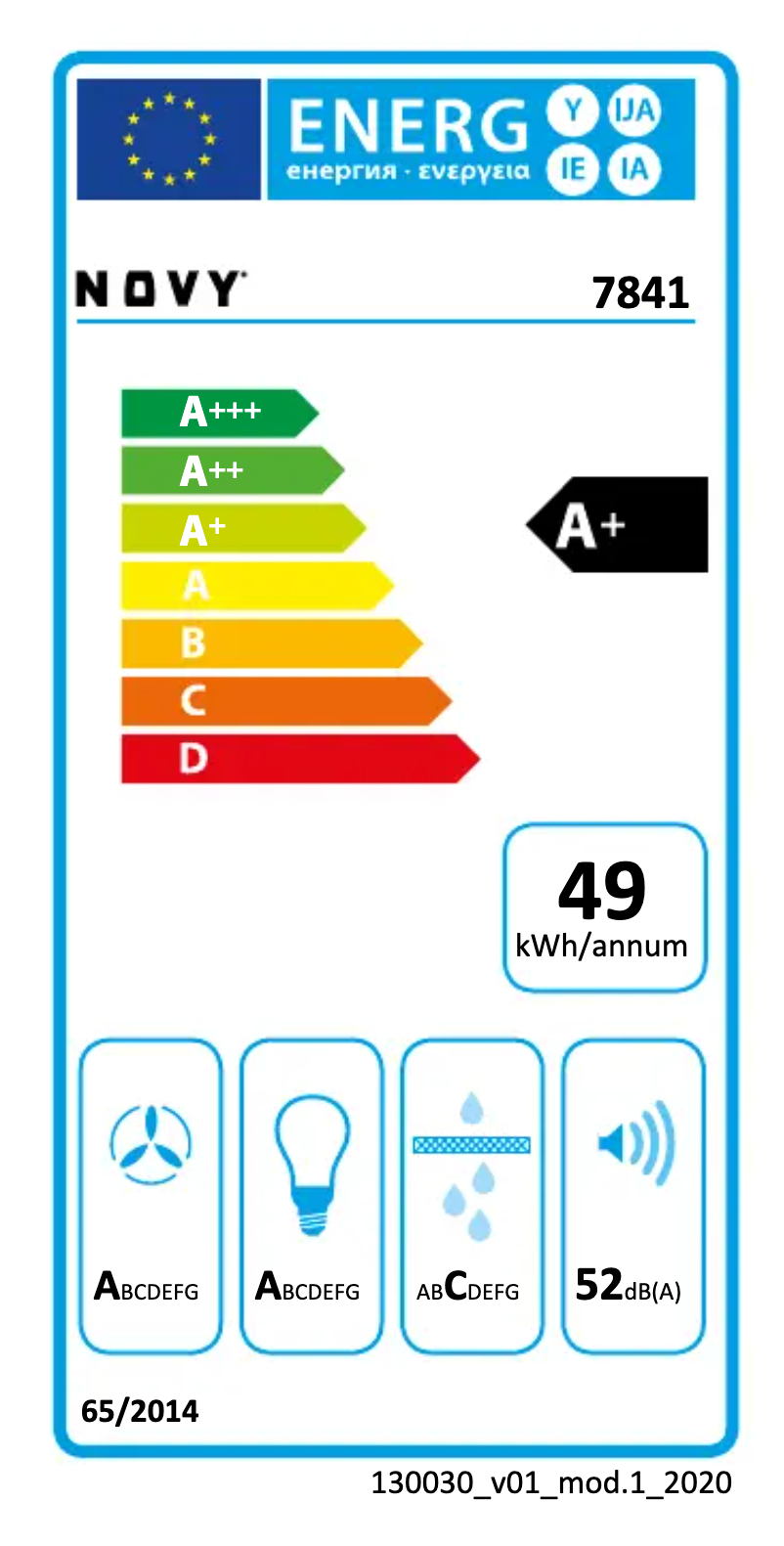 Page 1 de la notice Label énergétique Novy Vision 7841